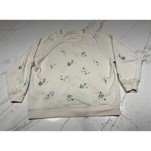 Lou & Grey Embroidered Star Sweatshirt Long Sleeve Size Small